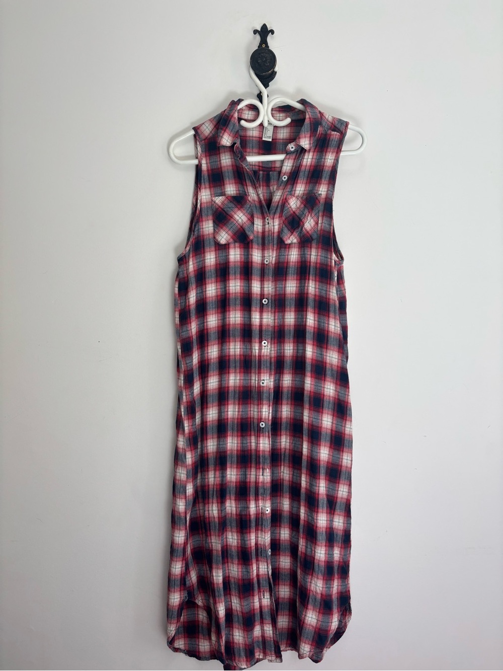 Forever 21 Sleeveless Plaid Maxi Dress in Red, Navy & White